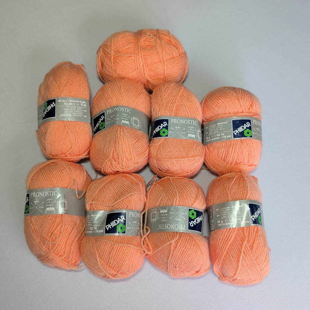 Phildar Pronostic Dulsian Yarn Lot 9 Skeins Coral Peach 80/20 Acrylic Wool